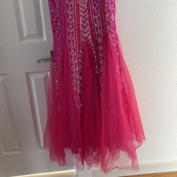B. Darlin One Shoulder Sequin Mermaid Gown Pink Prom Size 9/10 - Picture 3 of 5